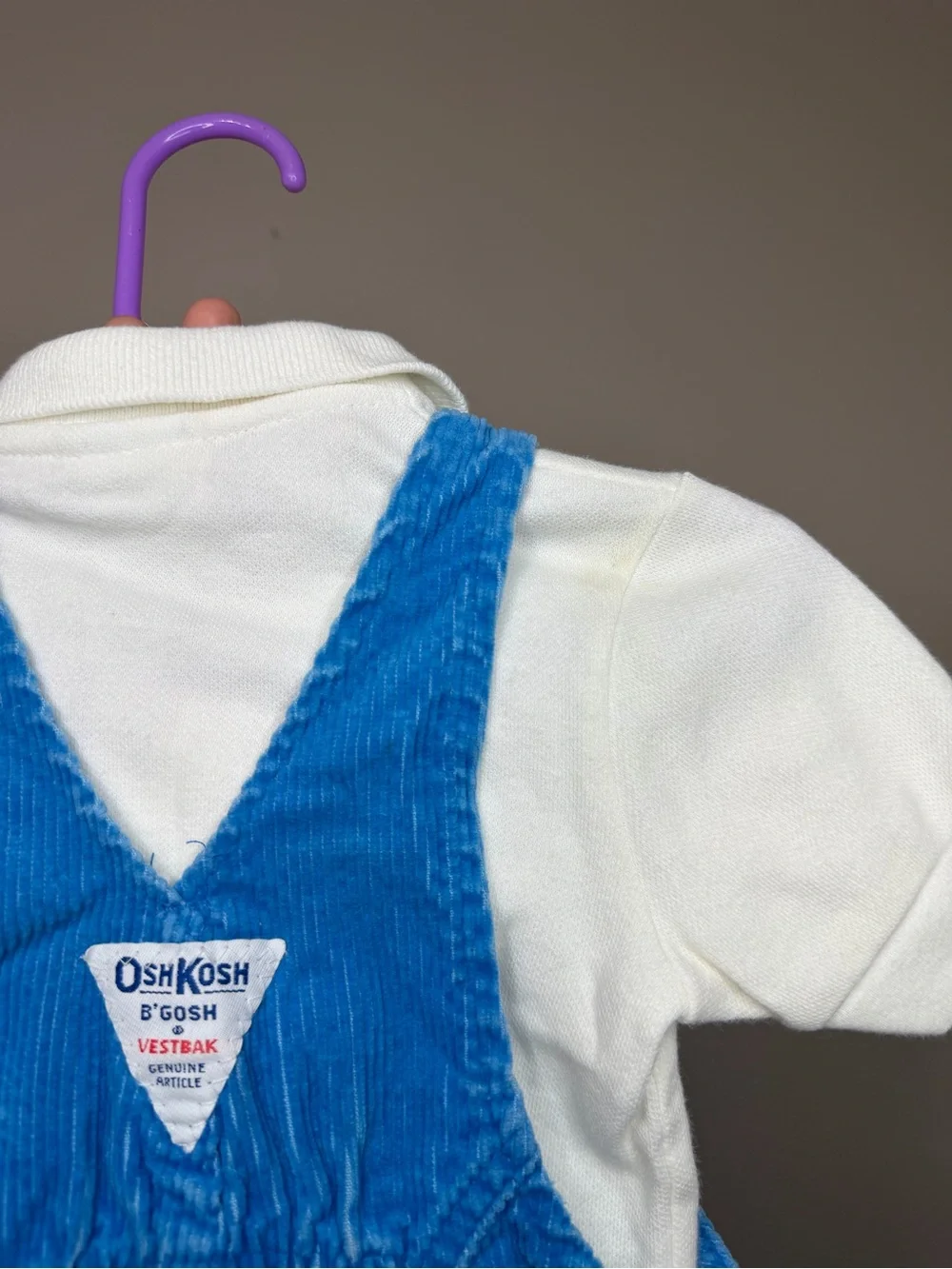 OshKosh B'gosh Bright Blue Corduroy Overalls with Red Accents (Read Description)